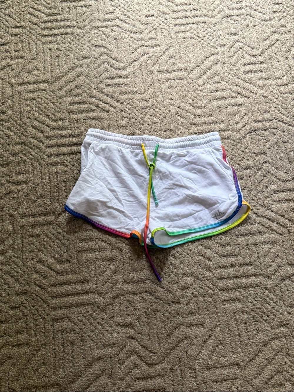 The Phluid Project White Athletic Shorts with Rainbow Trim